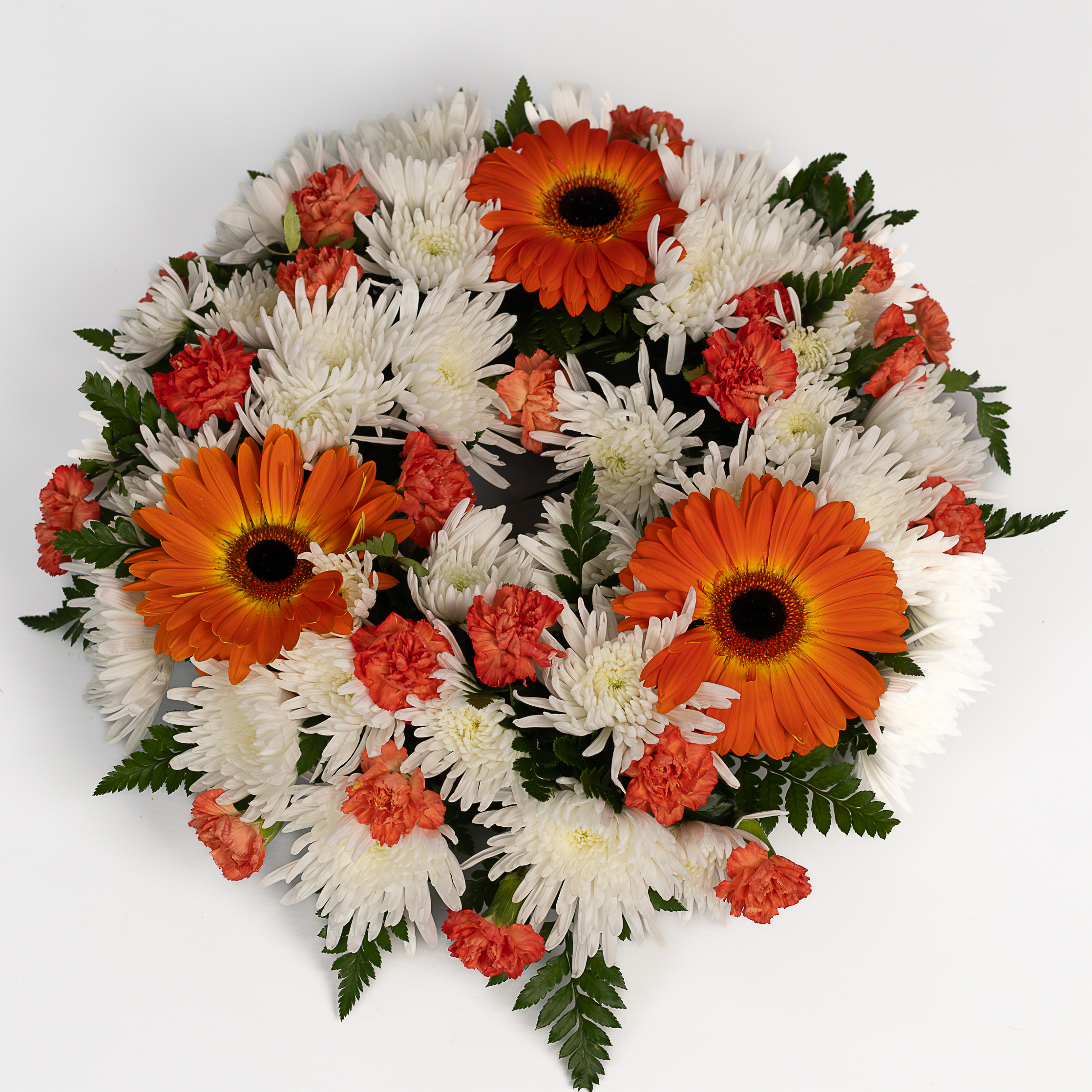 Orange/White Sympathy Wreath - Image 3