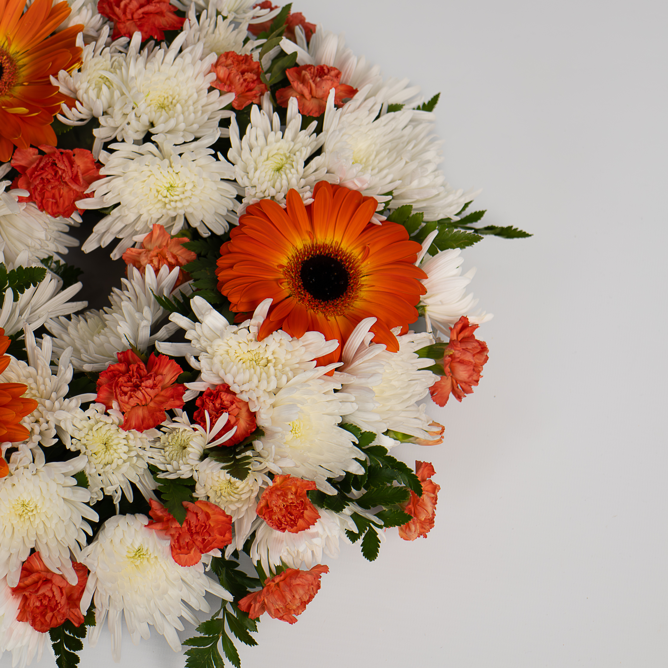 Orange/White Sympathy Wreath - Image 2